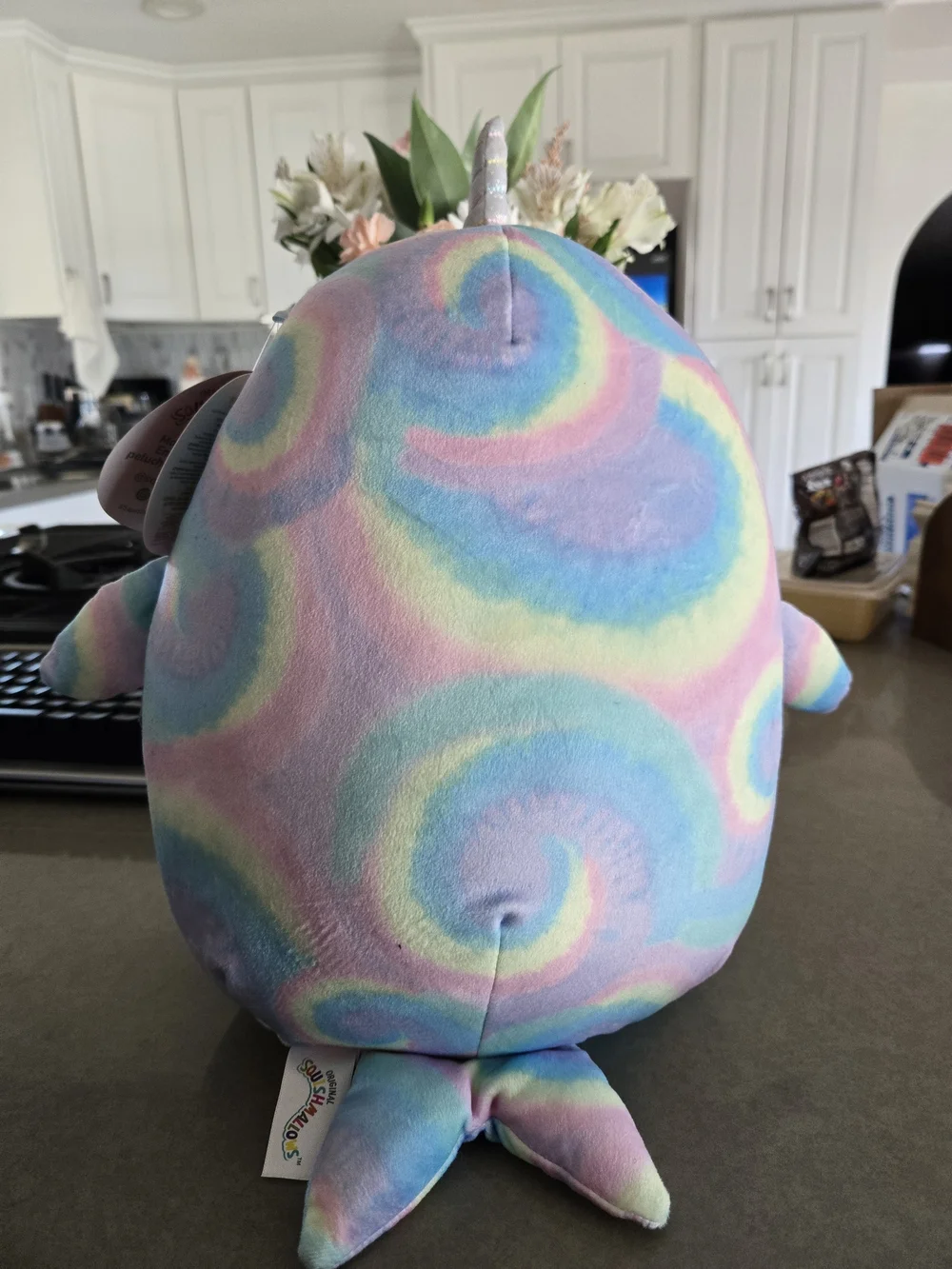 Squishmallows Ter the Narwhal Pastel Rainbow Plush with Silver Horn